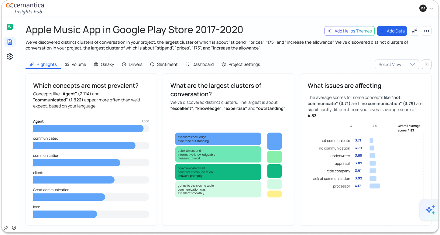 Redesigned project highlights page with tab navigation